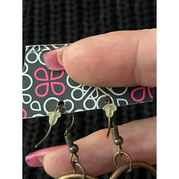 PAPARAZZI Bronze Hoop Charm Accessibly Drop Fashion Earrings - Picture 3 of 5